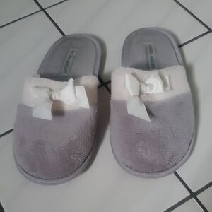 Laura Ashley Gray Cream House Slippers